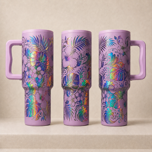 Custom Holographic Rainbow 40 oz Laser-Engraved Tumbler